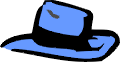 Der blaue Hut des Moderators